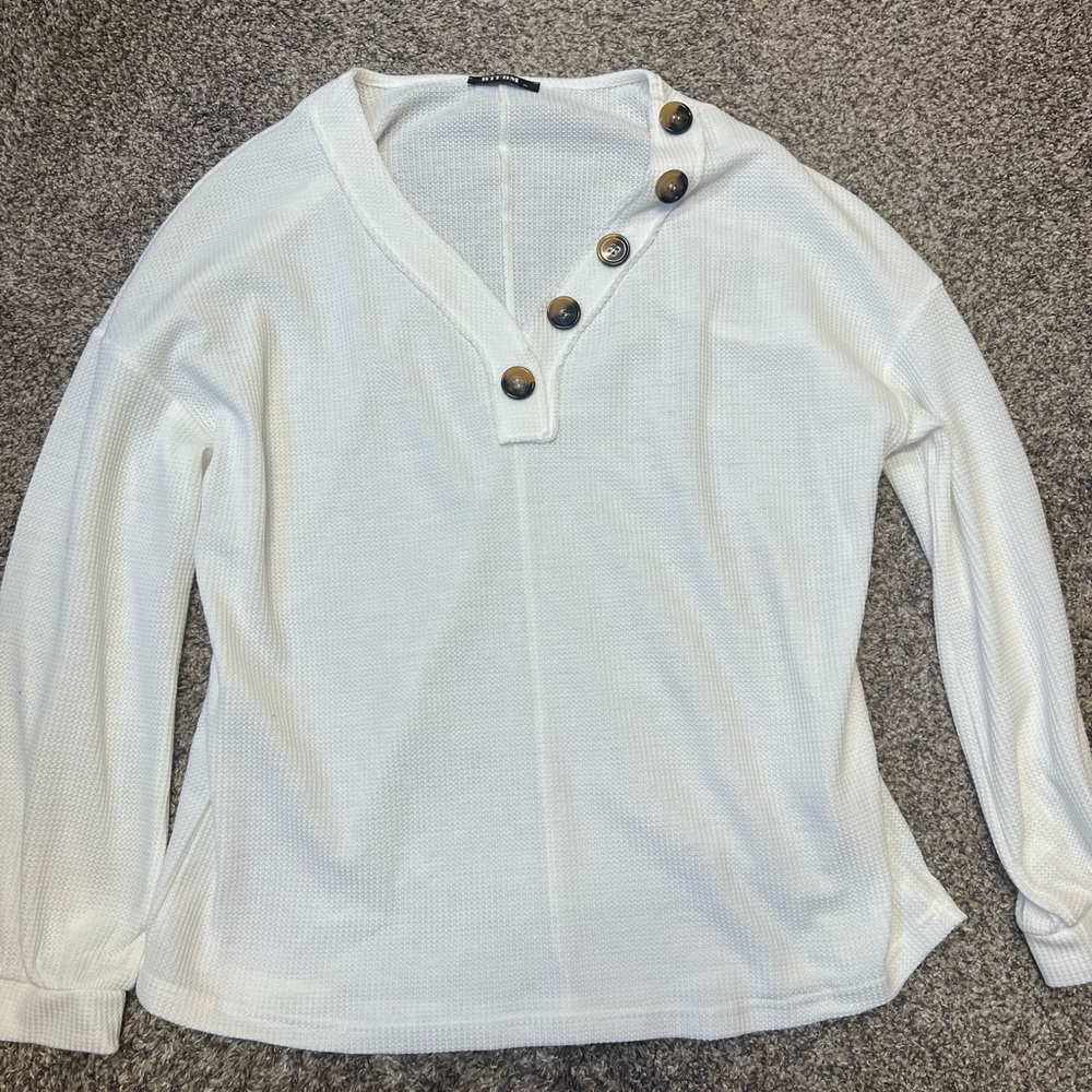 White Button-Detail Women's Top